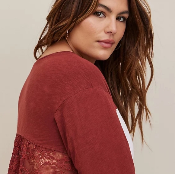 NEW! Torrid COTTON JERSEY LACE BACK COLORBLOCK VARSITY STRIPE TEE size 2x - Picture 5 of 10